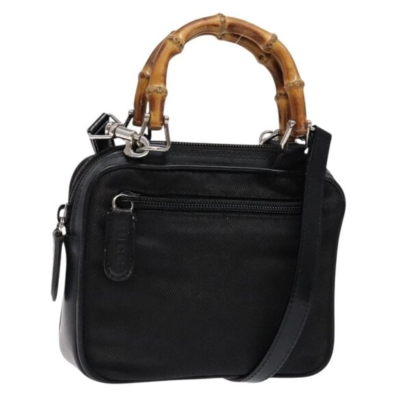 GUCCI Shoulder Bag Nylon 2way Black Silver - Picture 1 of 16